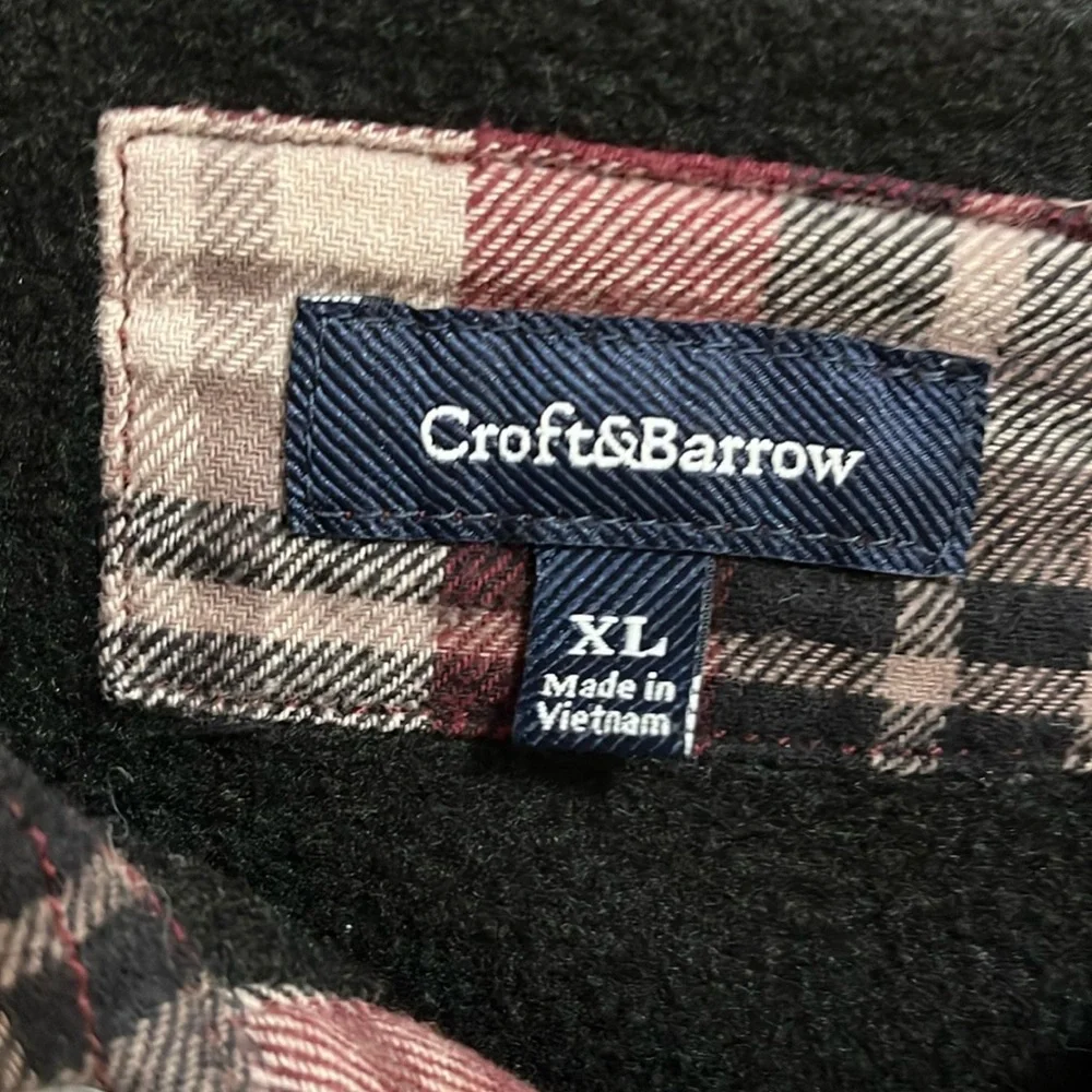Croft & Barrow mens flannel shirt shacket XL fleece lined plaid outdoor warm